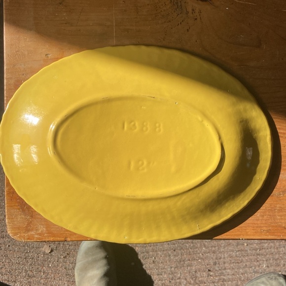 Stangl Pottery Vintage Ceramic Clay Oval platter Vegetabl Dish Bright Yellow 12” - Picture 2 of 2